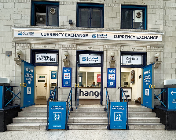 Global Exchange foreign currency exchange office located at Victoria Station train station London City (United Kingdom)