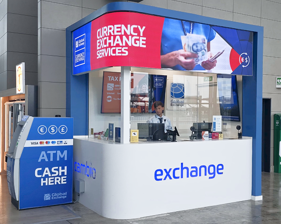 La oficina de cambio de moneda extranjera de Global Exchange ubicada en la planta 2 del aeropuerto de Alicante- Elche La oficina de cambio de moneda extranjera de Global Exchange ubicada en la planta 2 del aeropuerto de Alicante- Elche