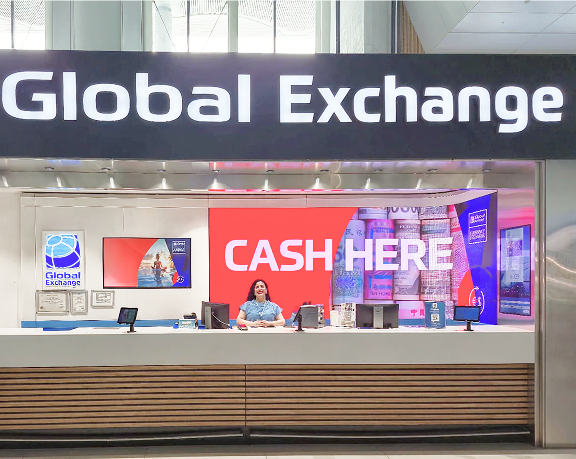 Oficina de cambio de moneda de Global Exchange ubicado en el aeropuerto internacional de Estambul Oficina de cambio de moneda de Global Exchange ubicado en el aeropuerto internacional de Estambul
