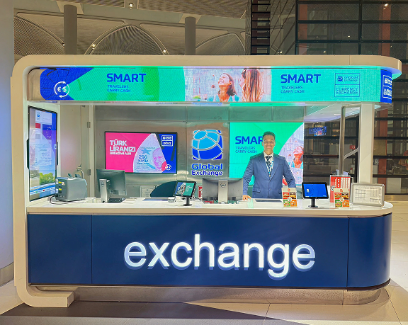 Oficina de cambio de moneda de Global Exchange ubicado en el aeropuerto internacional de Estambul Oficina de cambio de moneda de Global Exchange ubicado en el aeropuerto internacional de Estambul