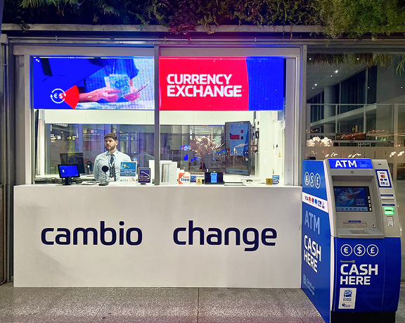 La oficina para cambiar moneda de Global Exchange que está situada en la planta 1 de salidas del aeropuerto de Málaga