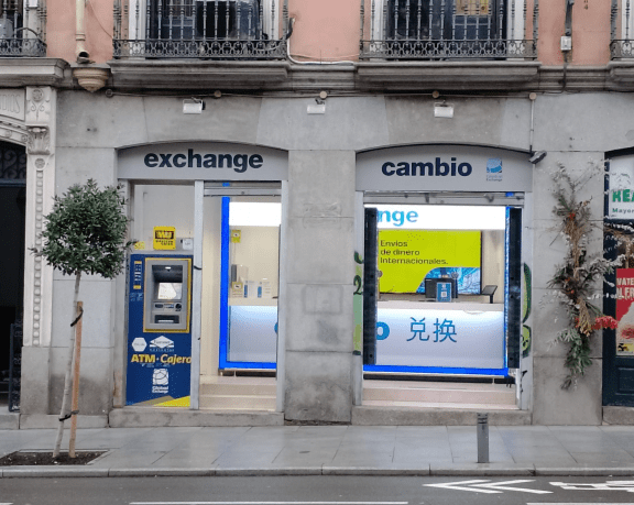 La oficina de cambio de moneda de Global Exchange ubicada en la calle Mayor 88 en Madrid