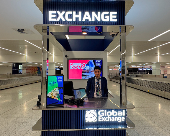 Global Exchange foreign currency exchange office located at Kingsford Smith International Airport (Sydney, Australia) Global Exchange foreign currency exchange office located at Kingsford Smith International Airport (Sydney, Australia)
