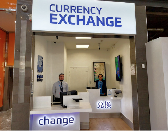 Foreign currency exchange office of Global Exchange located at Charles de Gaulle International Airport, France