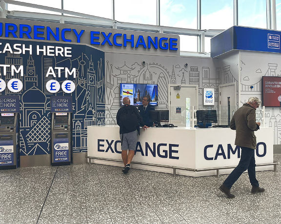 Foreign currency exchange office of Global Exchange located at Bristol International Airport (United Kingdom) Foreign currency exchange office of Global Exchange located at Bristol International Airport (United Kingdom)