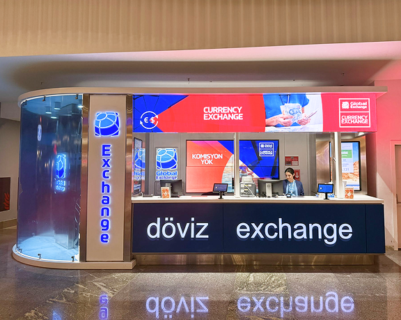 Oficina de cambio de moneda de Global Exchange ubicado en el aeropuerto internacional de Estambul Oficina de cambio de moneda de Global Exchange ubicado en el aeropuerto internacional de Estambul
