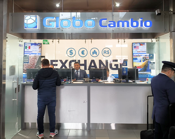 Foreign currency exchange office of Globo Cambio located at El Dorado International Airport (Bogotá)