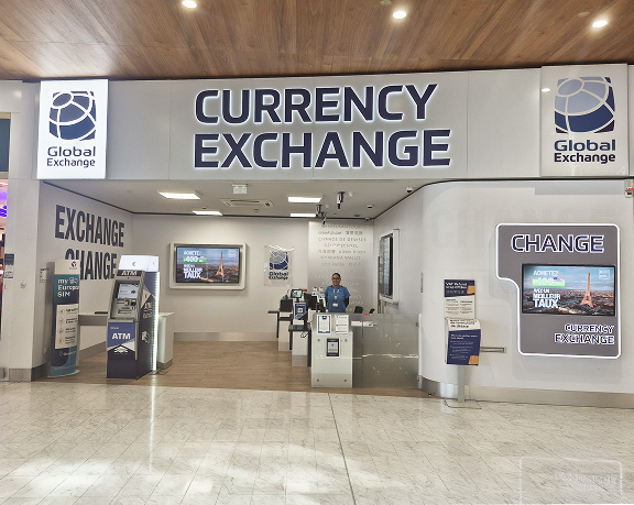 Foreign currency exchange office of Global Exchange located at Orly International Airport, in France