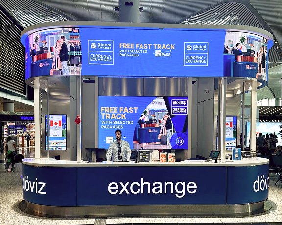 Oficina de cambio de moneda de Global Exchange ubicado en el aeropuerto internacional de Estambul Oficina de cambio de moneda de Global Exchange ubicado en el aeropuerto internacional de Estambul