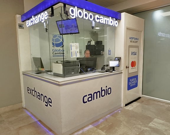 Oficina de cambio de moneda extranjera de Globo Cambio ubicada en el Aeropuerto Internacional de Hermosillo