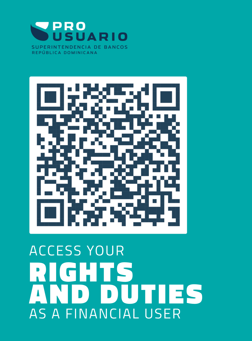 Código QR para acceder a derechos y deberes como usuario financiero - Pro Usuario Superintendencia de Bancos República Dominicana Código QR para acceder a derechos y deberes como usuario financiero - Pro Usuario Superintendencia de Bancos República Dominicana