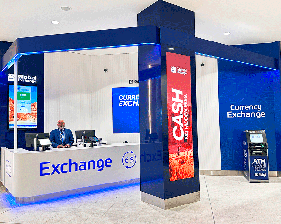 Oficina de Global Exchange ubicada en el aeropuerto de Auckland