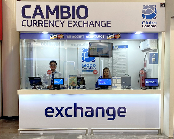 currency exchange office of Globo Cambio at the Bajío International Airport (Mexico) currency exchange office of Globo Cambio at the Bajío International Airport (Mexico)