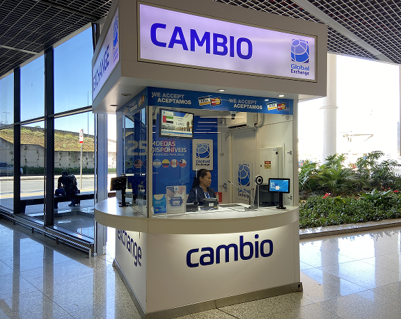 Office for exchanging Foreign currency of Global Exchange located at Tom Jobim International Airport, in Rio de Janeiro (Brazil) Office for exchanging Foreign currency of Global Exchange located at Tom Jobim International Airport, in Rio de Janeiro (Brazil)