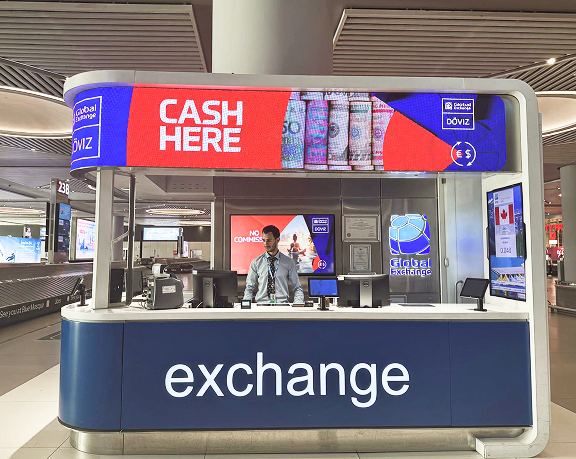 Oficina de cambio de moneda de Global Exchange ubicado en el aeropuerto internacional de Estambul Oficina de cambio de moneda de Global Exchange ubicado en el aeropuerto internacional de Estambul