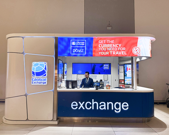 Oficina de cambio de moneda de Global Exchange ubicado en el aeropuerto internacional de Estambul Oficina de cambio de moneda de Global Exchange ubicado en el aeropuerto internacional de Estambul