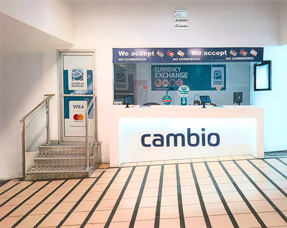 Global Exchange foreign currency exchange office located at Montego Bay airport (Jamaica) Foreign currency exchange office of Global Exchange located at Montego Bay airport (Jamaica)