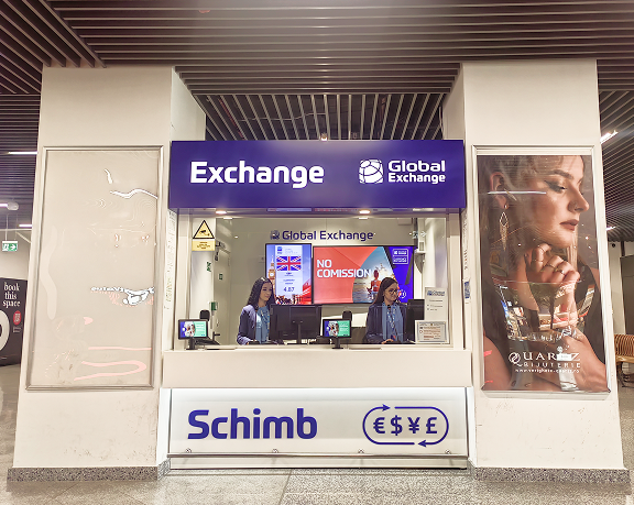 Oficina de cambio de moneda de Global Exchange ubicada en el Rumanía