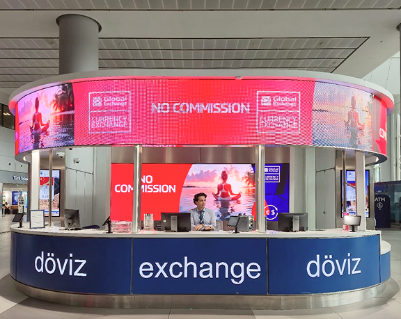 Oficina de cambio de moneda de Global Exchange ubicado en el aeropuerto internacional de Estambul Oficina de cambio de moneda de Global Exchange ubicado en el aeropuerto internacional de Estambul