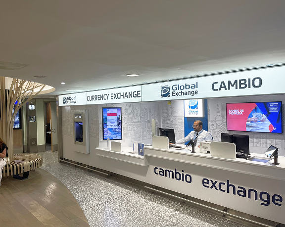 Global Exchange foreign currency exchange office located at Bristol International Airport (United Kingdom) Global Exchange foreign currency exchange office located at Bristol International Airport (United Kingdom)