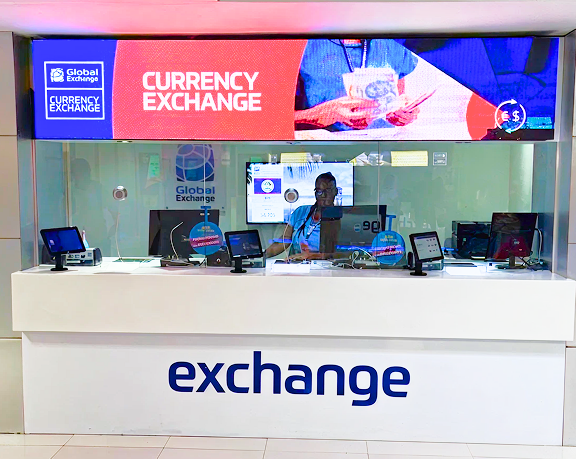Foreign currency exchange office of Global Exchange located at Montego Bay airport (Jamaica) Global Exchange foreign currency exchange office located at Montego Bay airport (Jamaica)