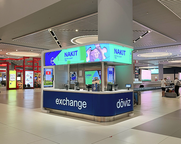 Oficina de cambio de moneda de Global Exchange ubicado en el aeropuerto internacional de Estambul Oficina de cambio de moneda de Global Exchange ubicado en el aeropuerto internacional de Estambul