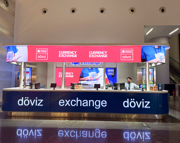 Oficina de cambio de moneda de Global Exchange ubicado en el aeropuerto internacional de Estambul Oficina de cambio de moneda de Global Exchange ubicado en el aeropuerto internacional de Estambul